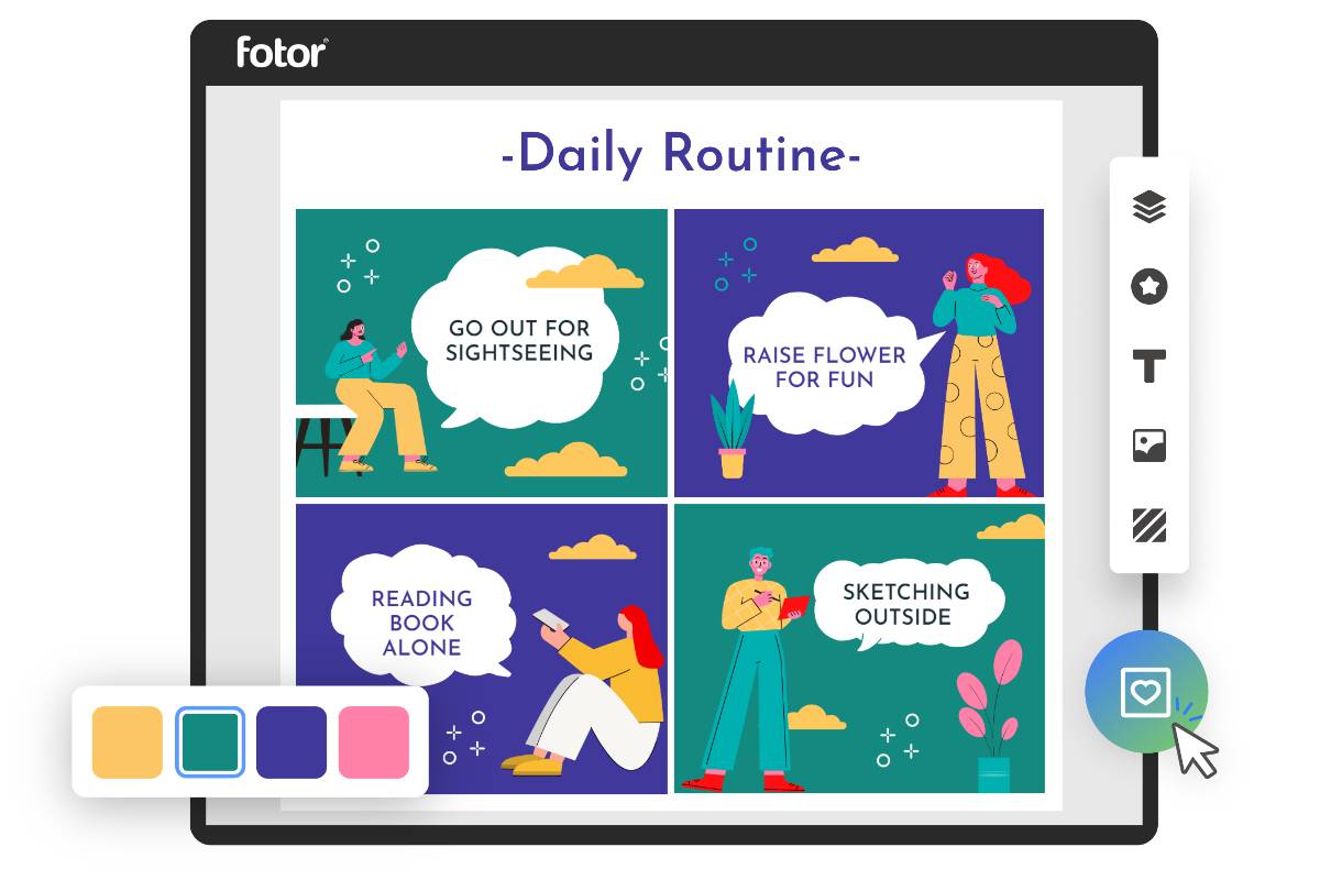 Fotor comic strip maker interface