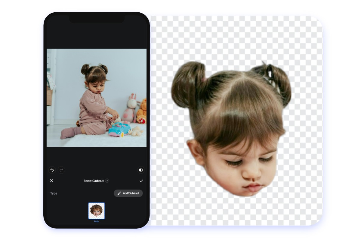 Crea cabezas grandes de bebés con la app de Fotor para recortar cara de una foto