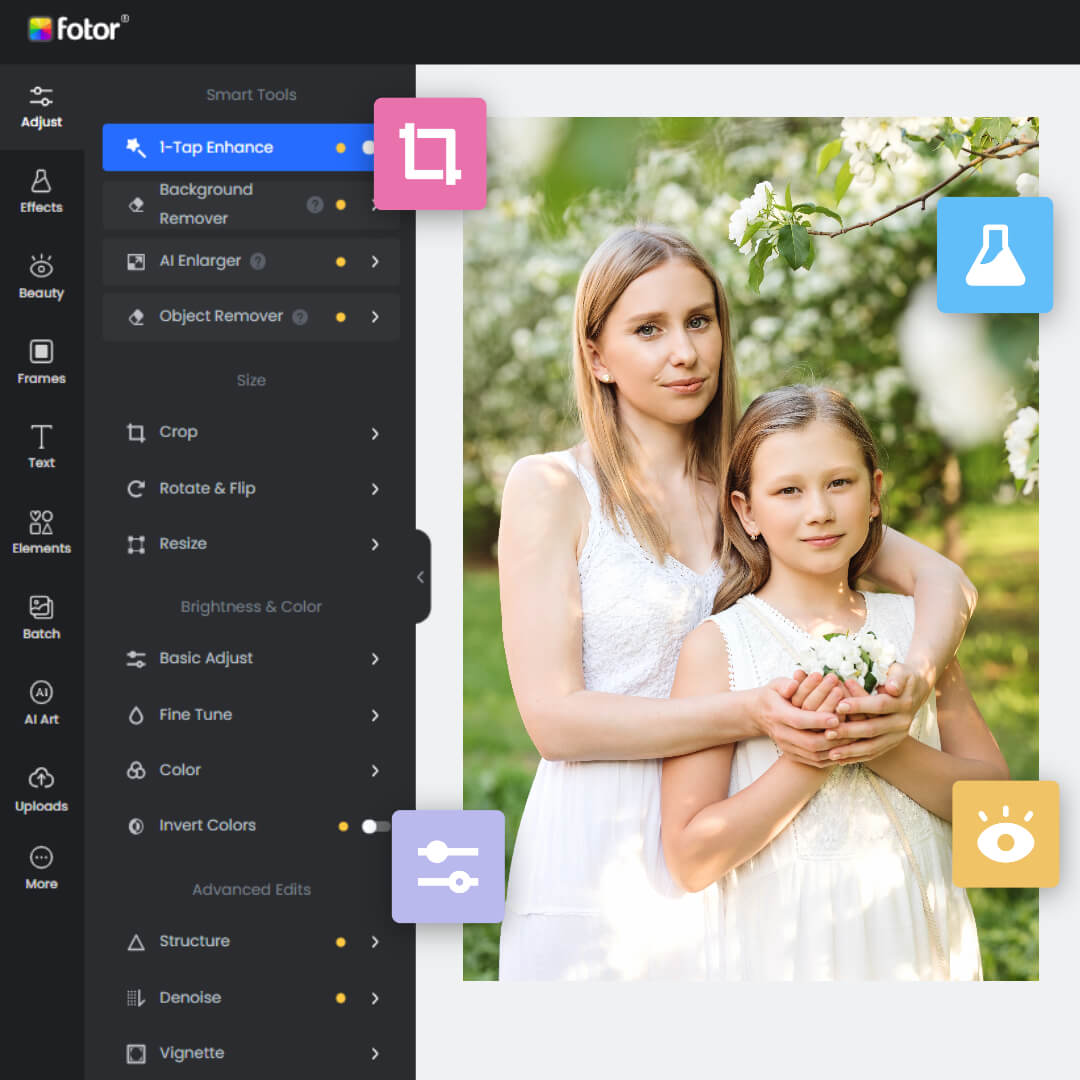 Fotor photo editor interface