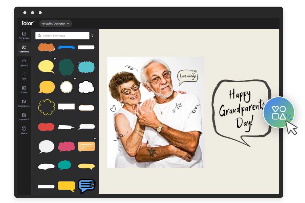 Fotor speech bubble generator interface