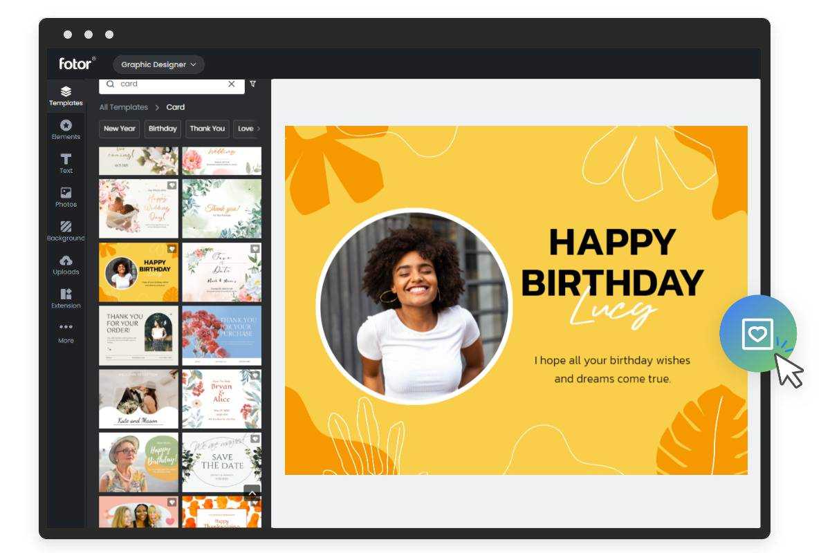 Fotor's card maker interface