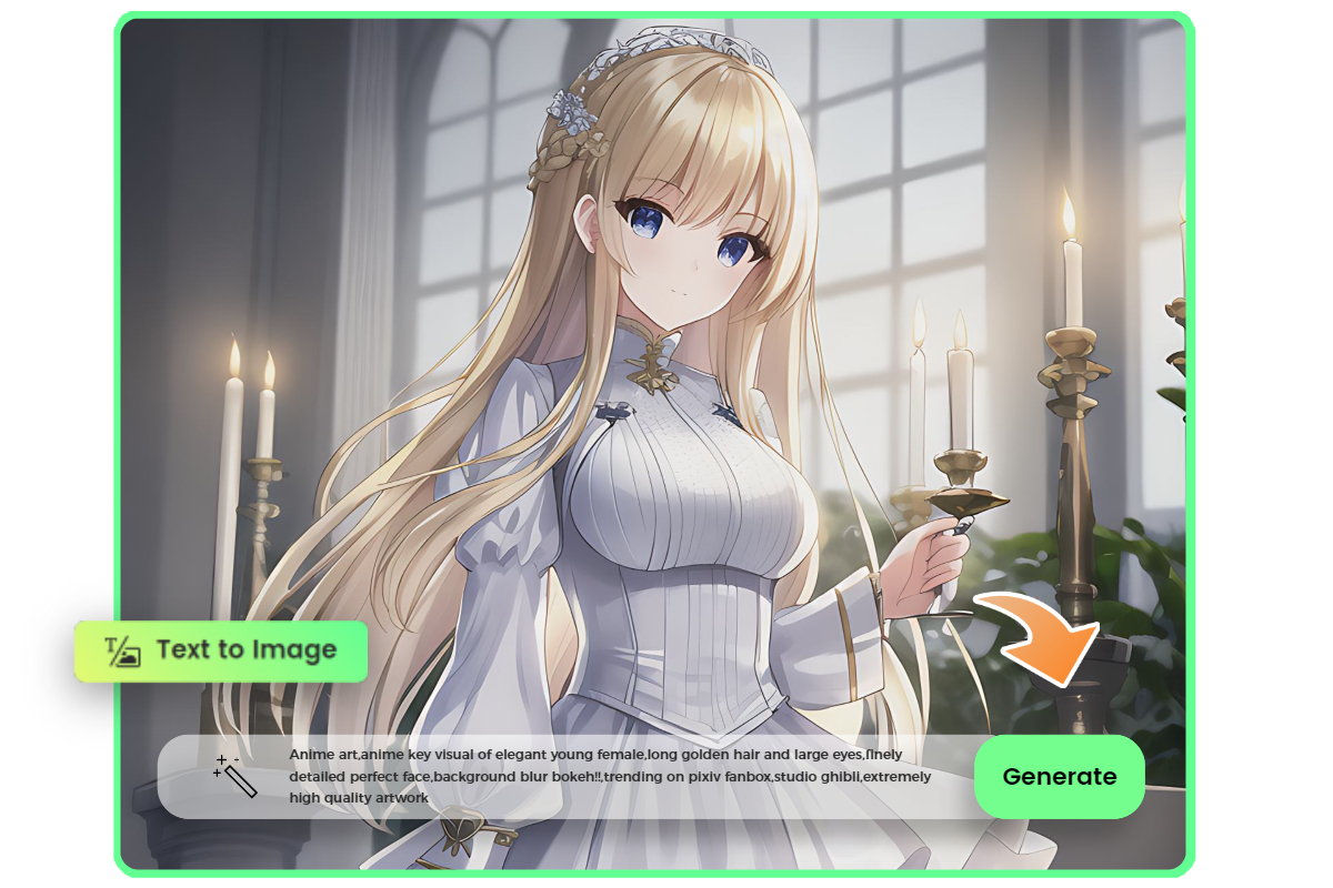 Générer une fille de style manga à partir d'un texte et d'une image avec générateur de manga de Fotor