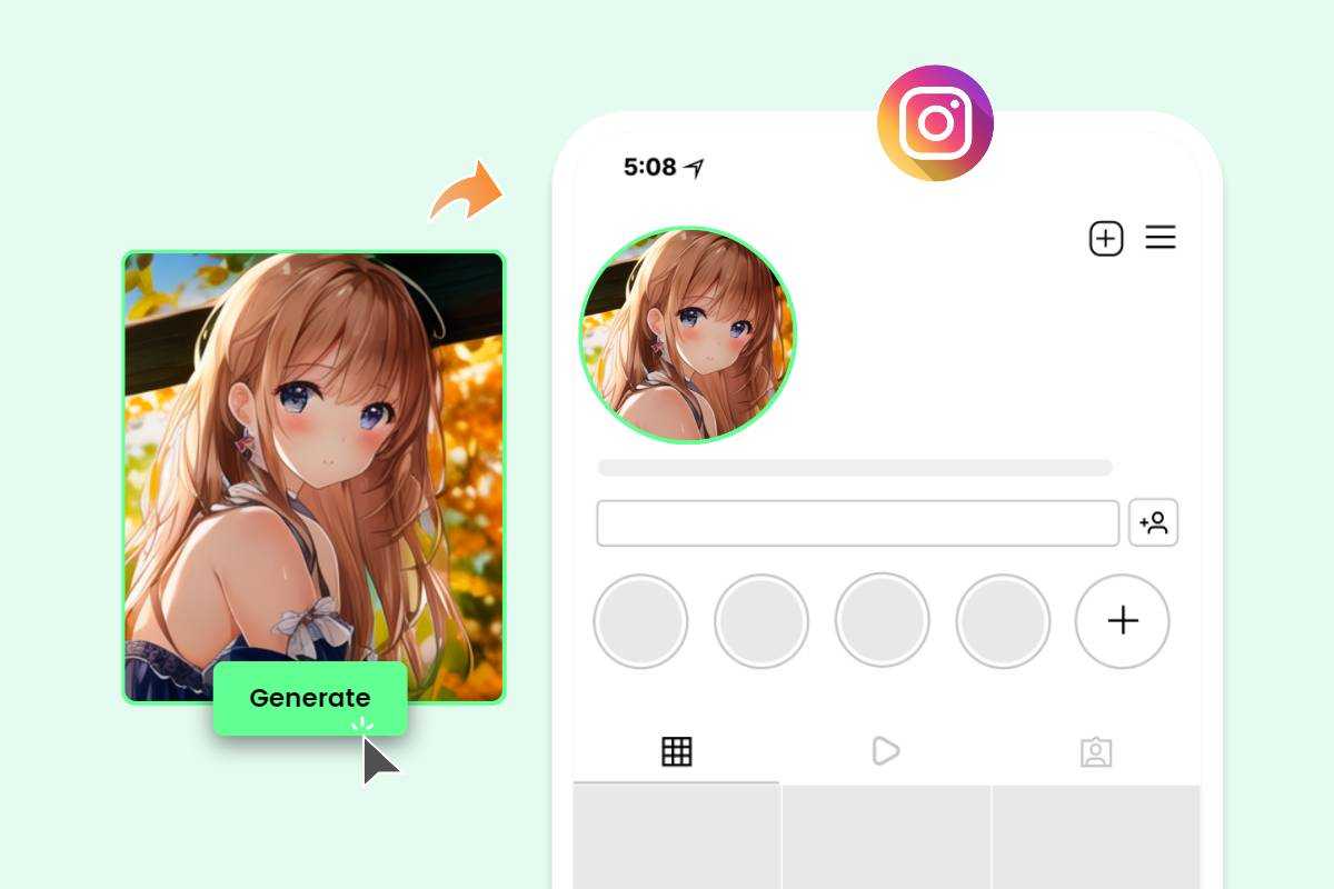 Generar una chica de anime AI en Fotor y configurarla como avatar de Instagram