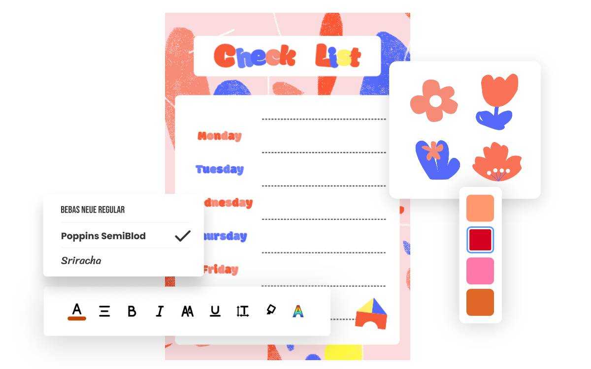 Girly cute checklist template on Fotor checklist maker