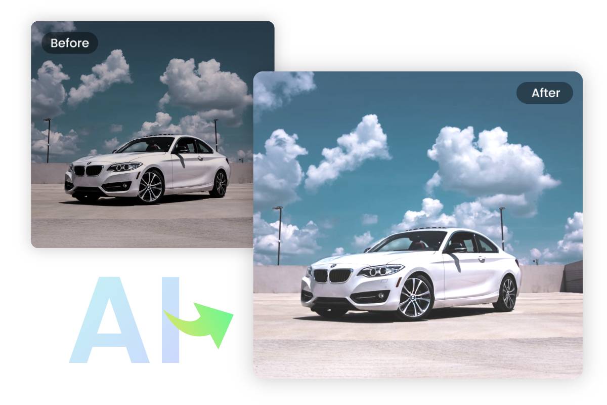 Instantly enhance car photos in one click with Fotor's AI car photo editor