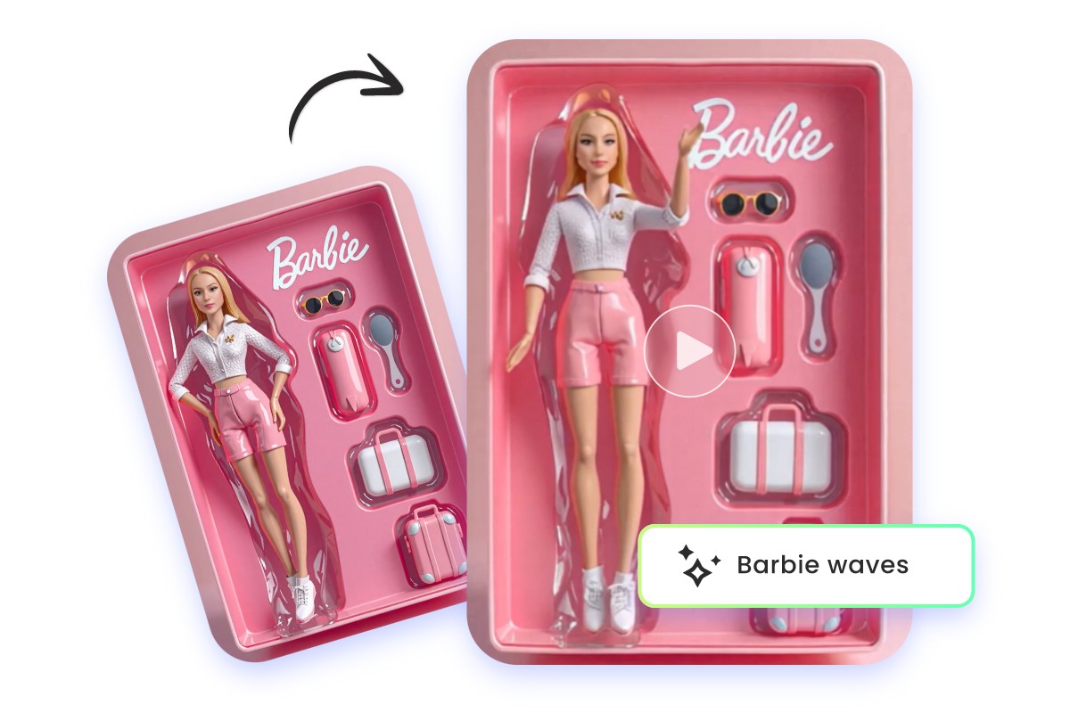 Make the blonde hair barbie girl wave her hands with fotors barbie video generator