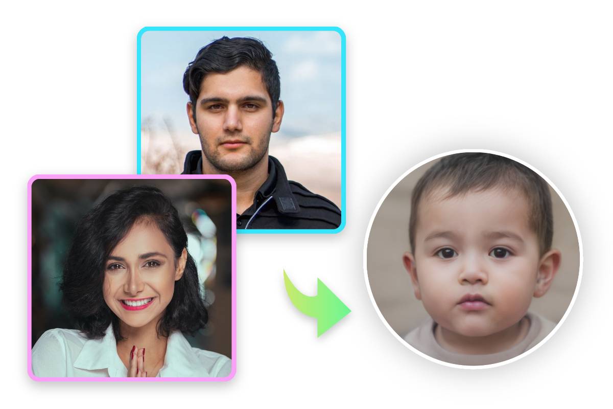 Homem e mulher e seu futuro retrato de bebê gerado por IA