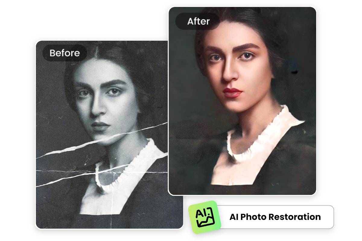 Old photo restoration online free in seconds with Fotor AI to remove scratches enhance clarity and sharpen details