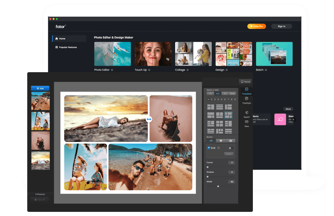 Pembuat kolase fotor untuk desktop