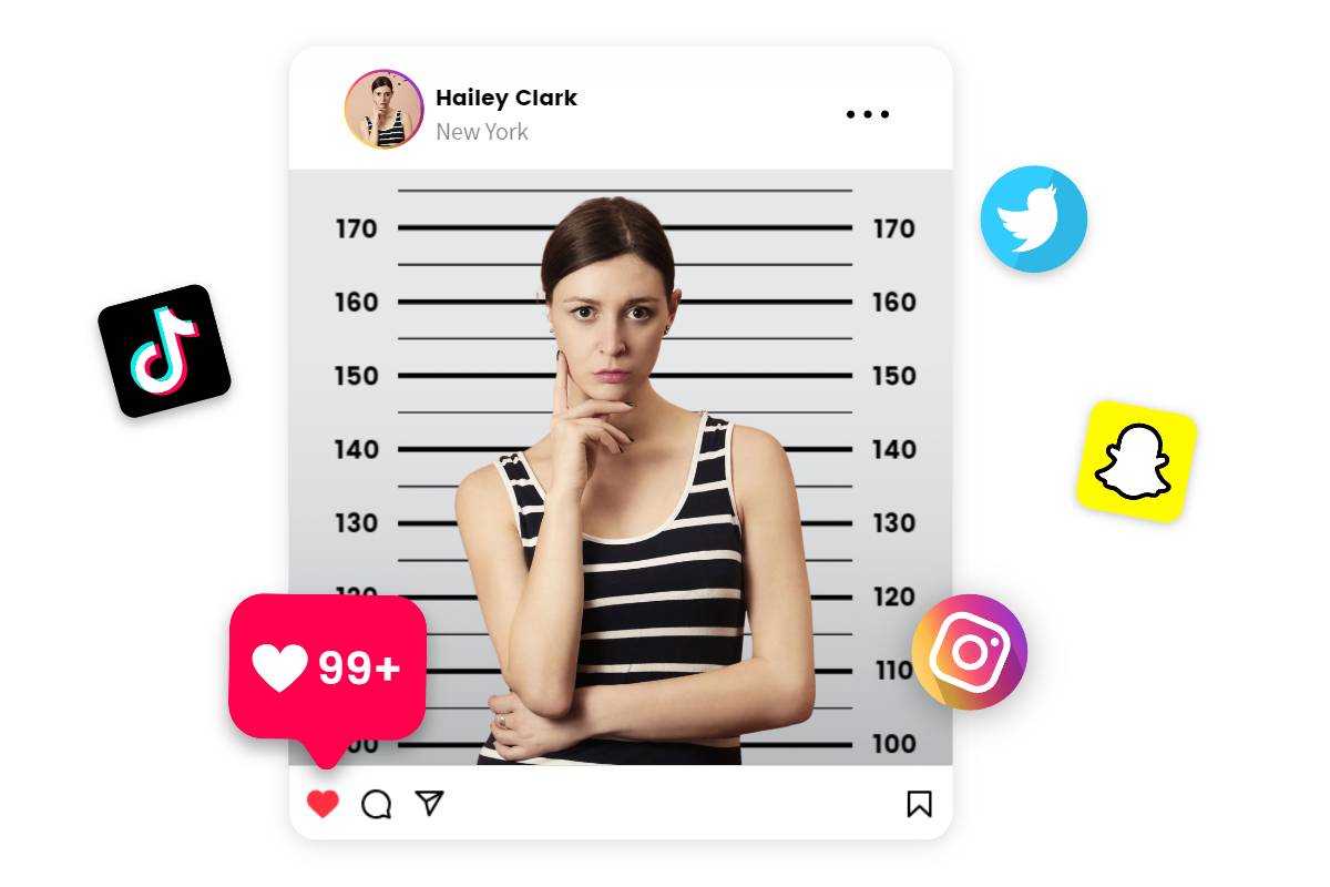 Post a mugshot of a woman on social media