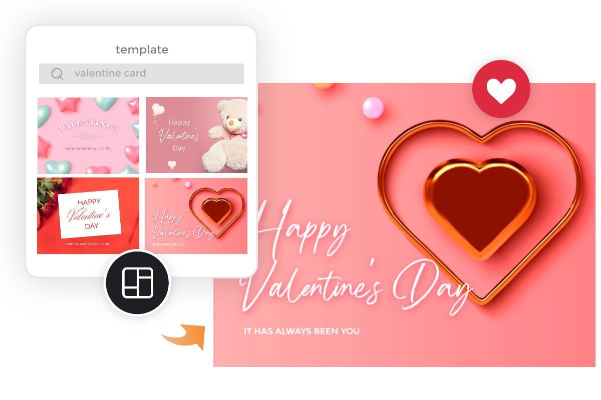 Printable Valentine card templates on Fotor