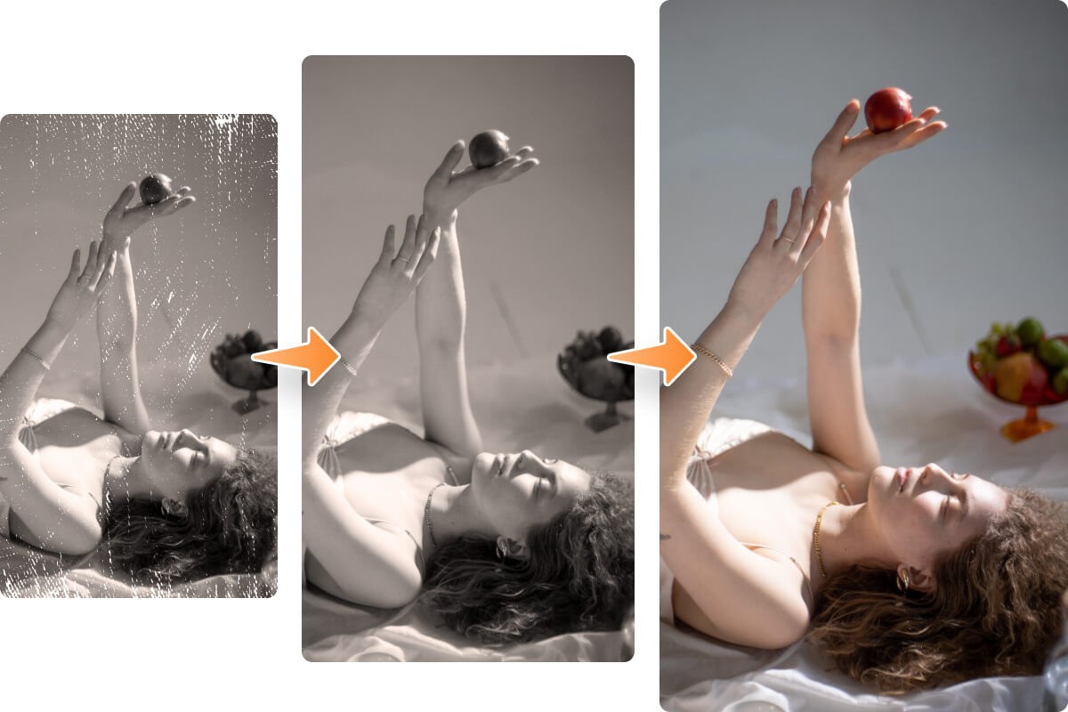 Restaurar fotos antiguas de mujer antes de colorear