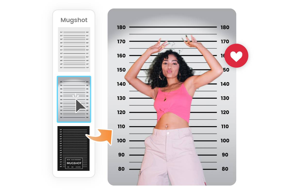 Select a mugshot template and make mugshot of a woman on fotor