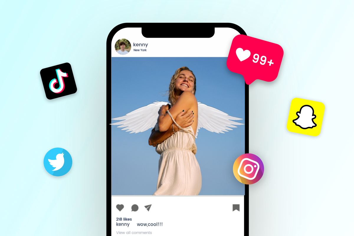 Share Your Angel Wings Photos on Social Media