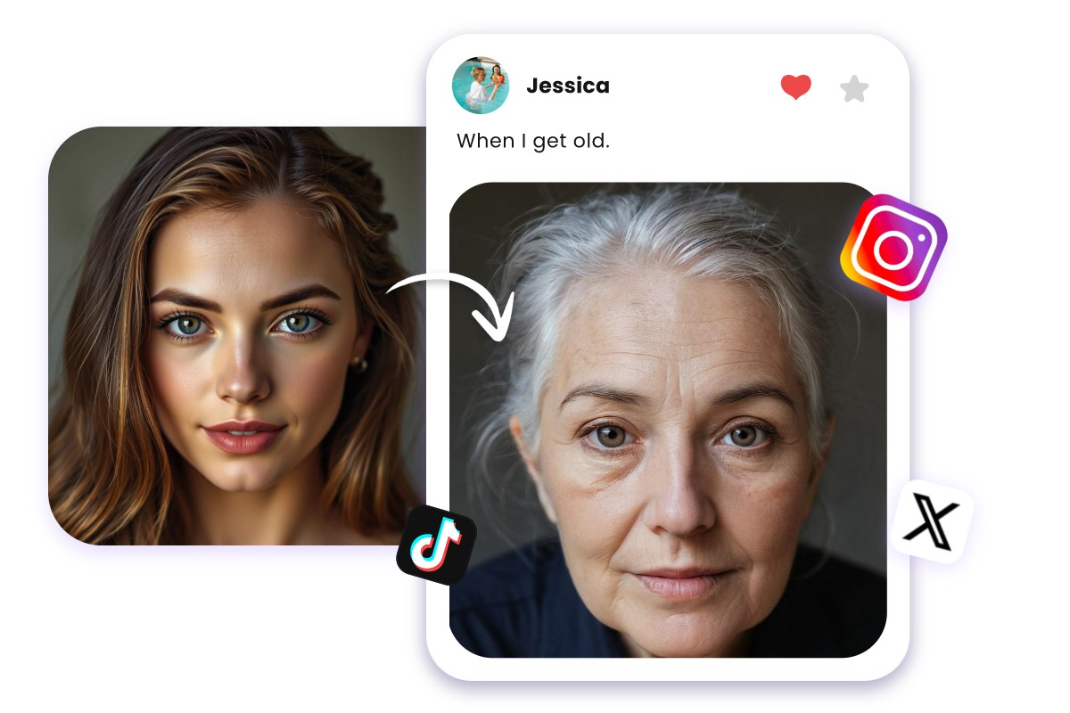 Share your aging face on the social media such as ins