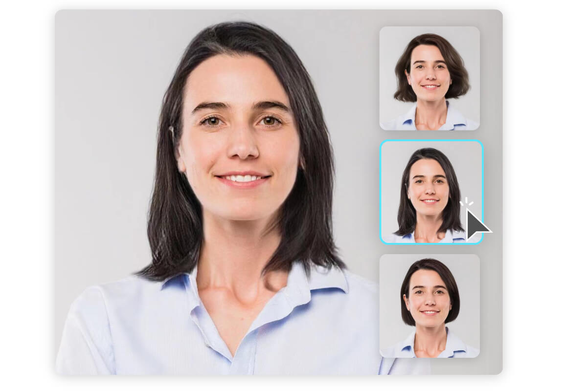 Tre diverse acconciature virtuali per donne dallo strumento di cambio acconciatura di Fotors