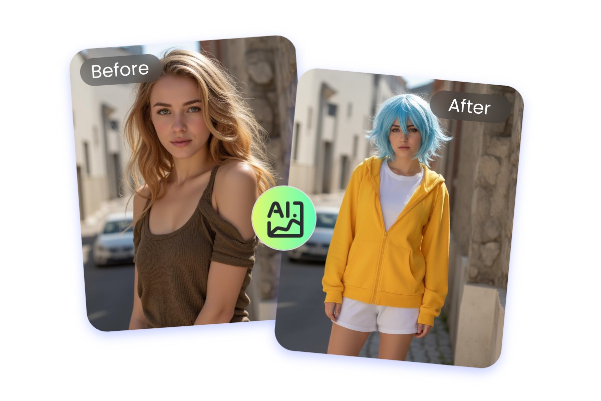 写真の女性がai ohtoに変身したイラスト