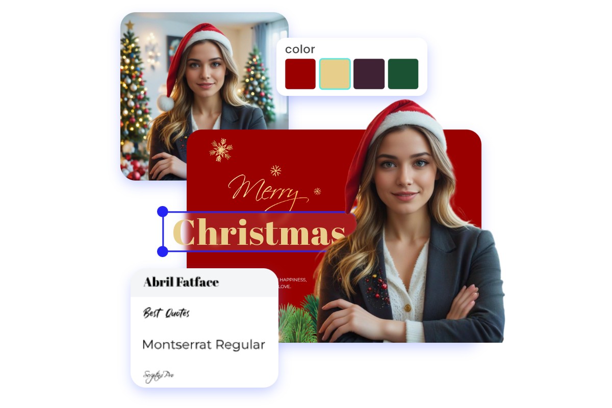 Turn photo into Christmas theme card using Fotor free Christmas photo editor