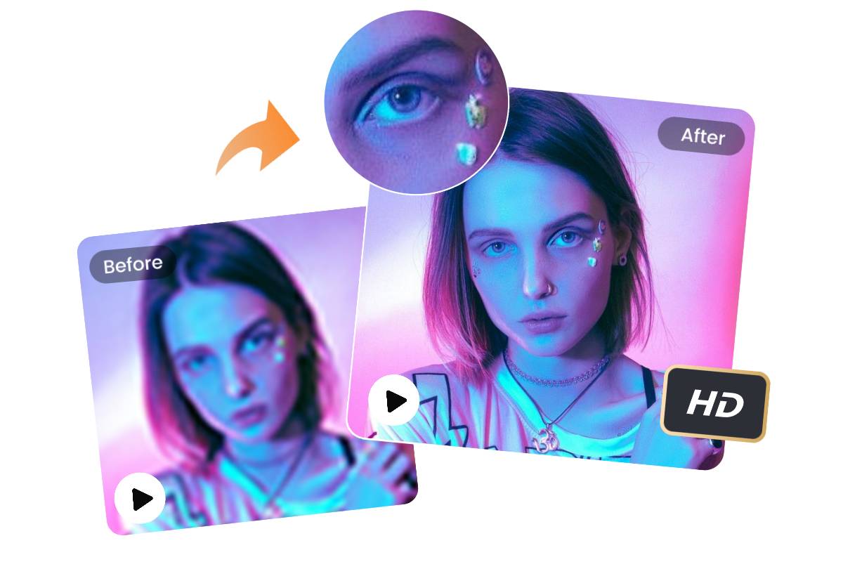 Upcale the video quality of the girl subject without reducing the video quality