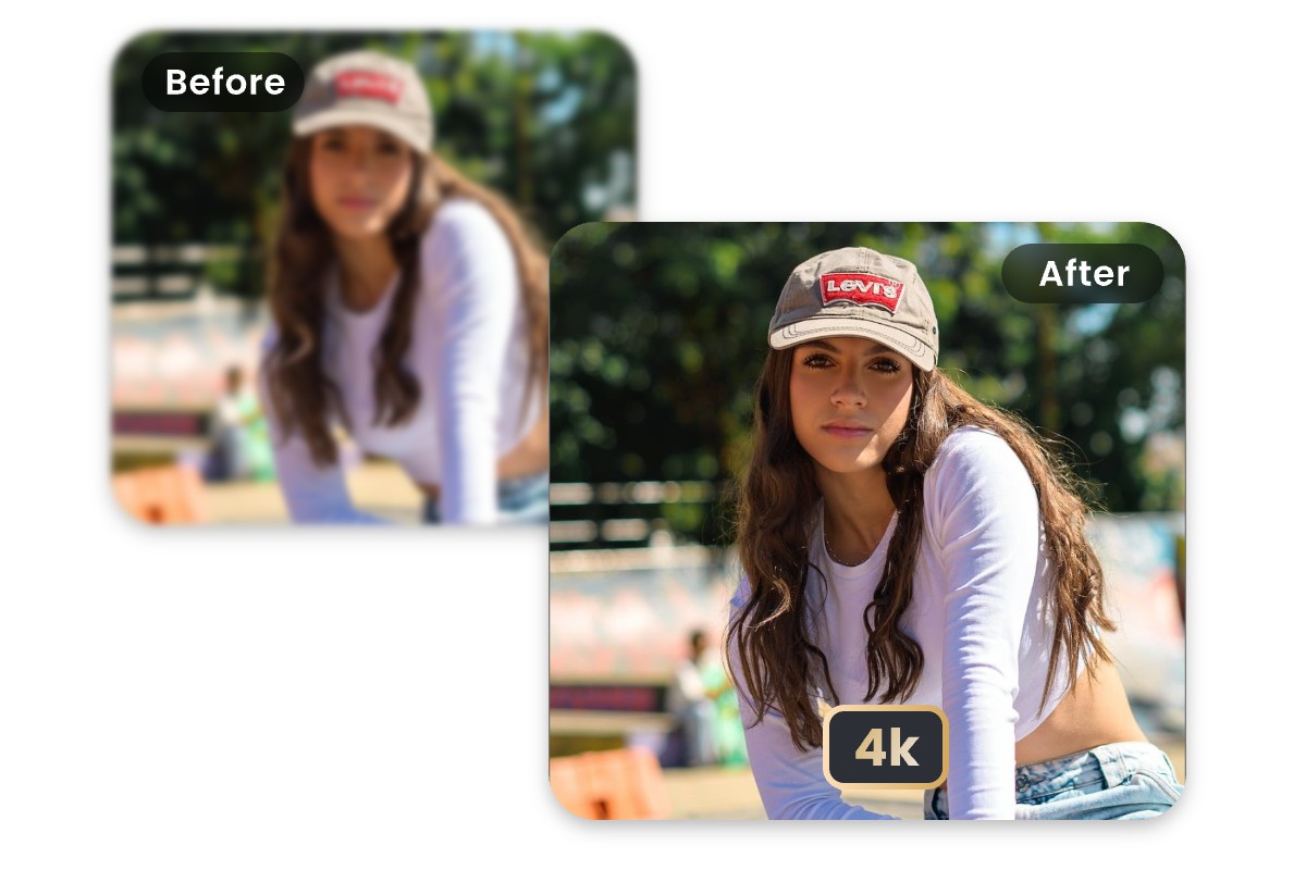 upscale the resolution of a woman wearing a baseball cap photo to 4k