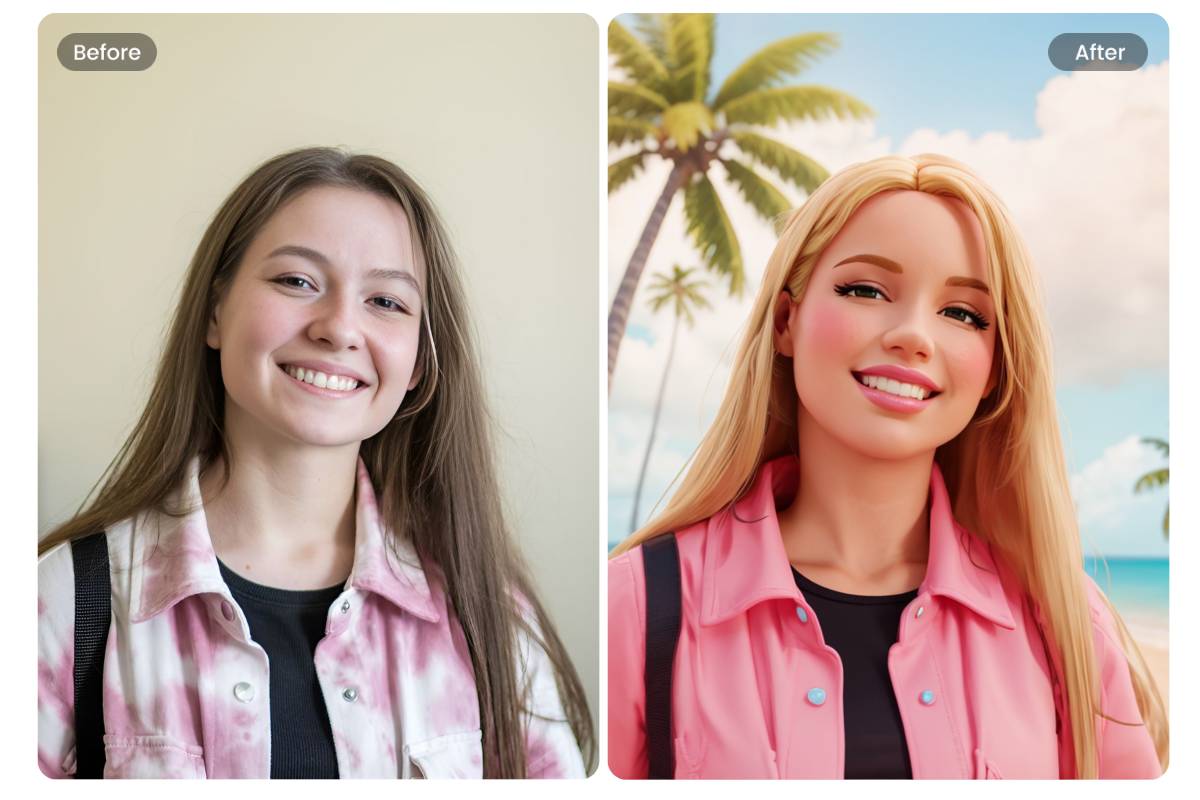Use AI Barbie filter to turn selfie into Barbie with Fotor's Barbie selfie generator