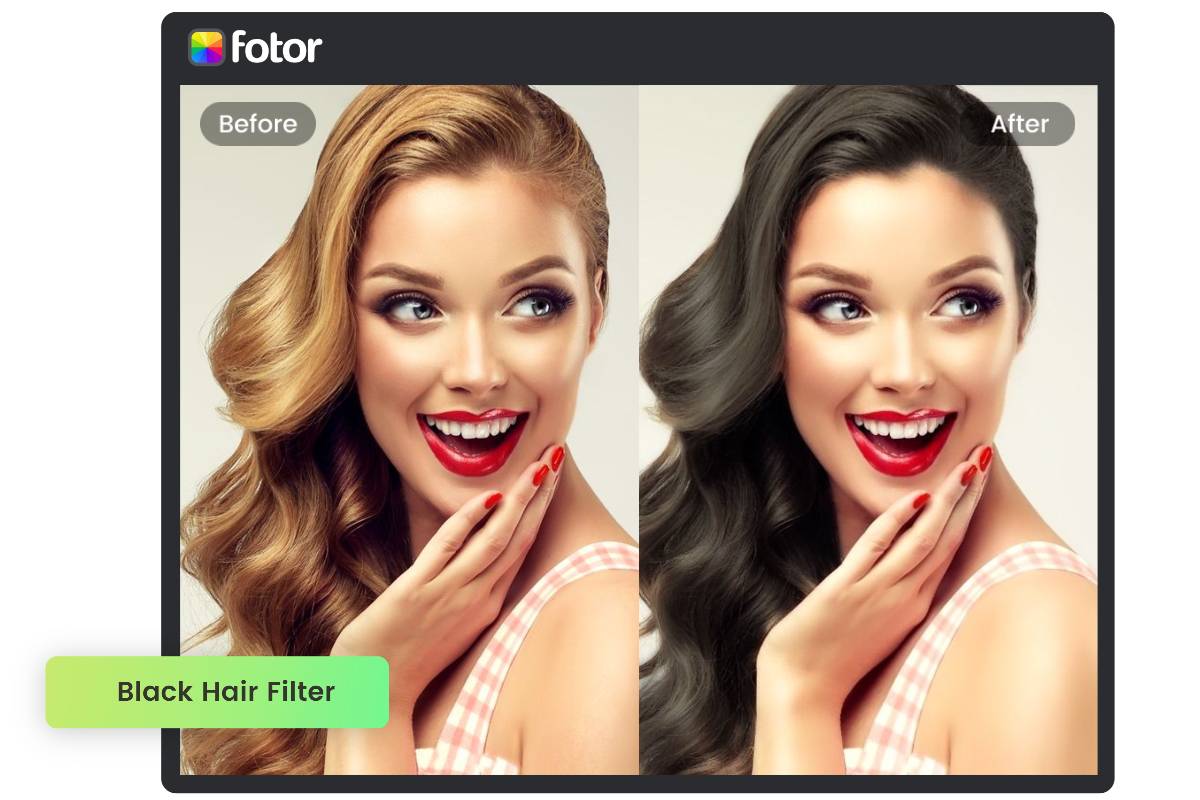 Use Fotor black hair filter to try on black color hair easily