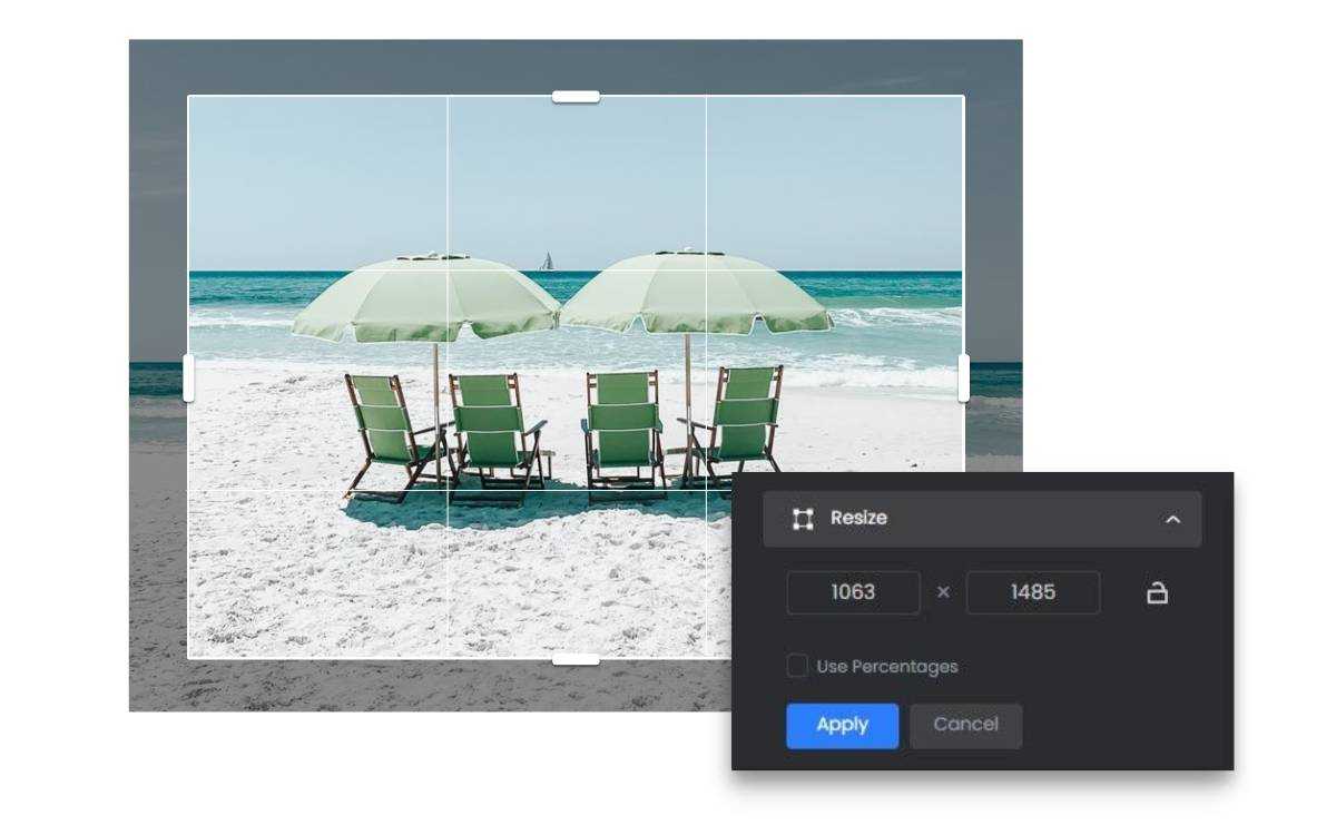 Use Fotor's photo resizer to resize a beach photo