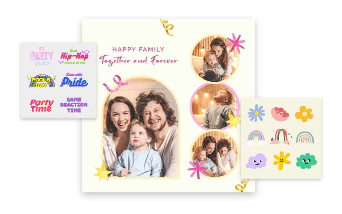 Varie risorse di design e risorse su Fotors photo collage maker