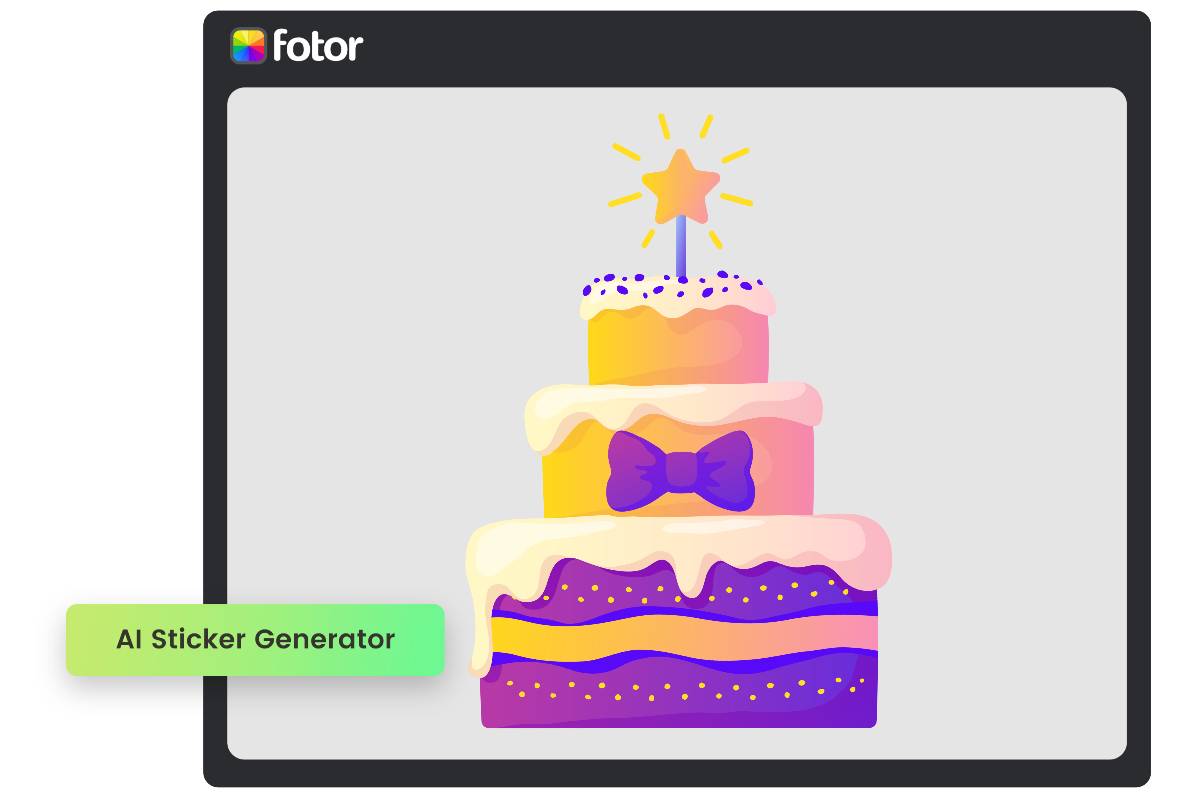 A cake sticker generated in fotor online ai sticker generator