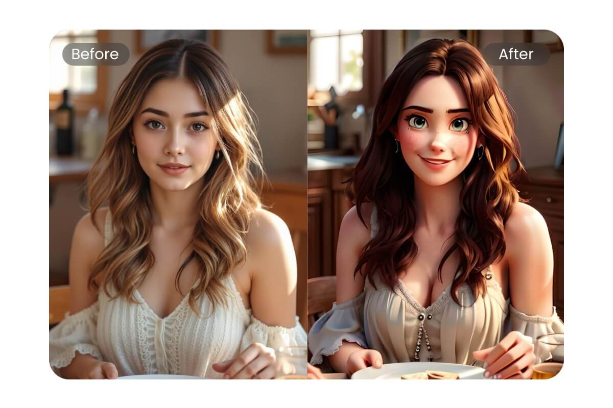A pretty girl become Disney princess with AI Disney princess filter