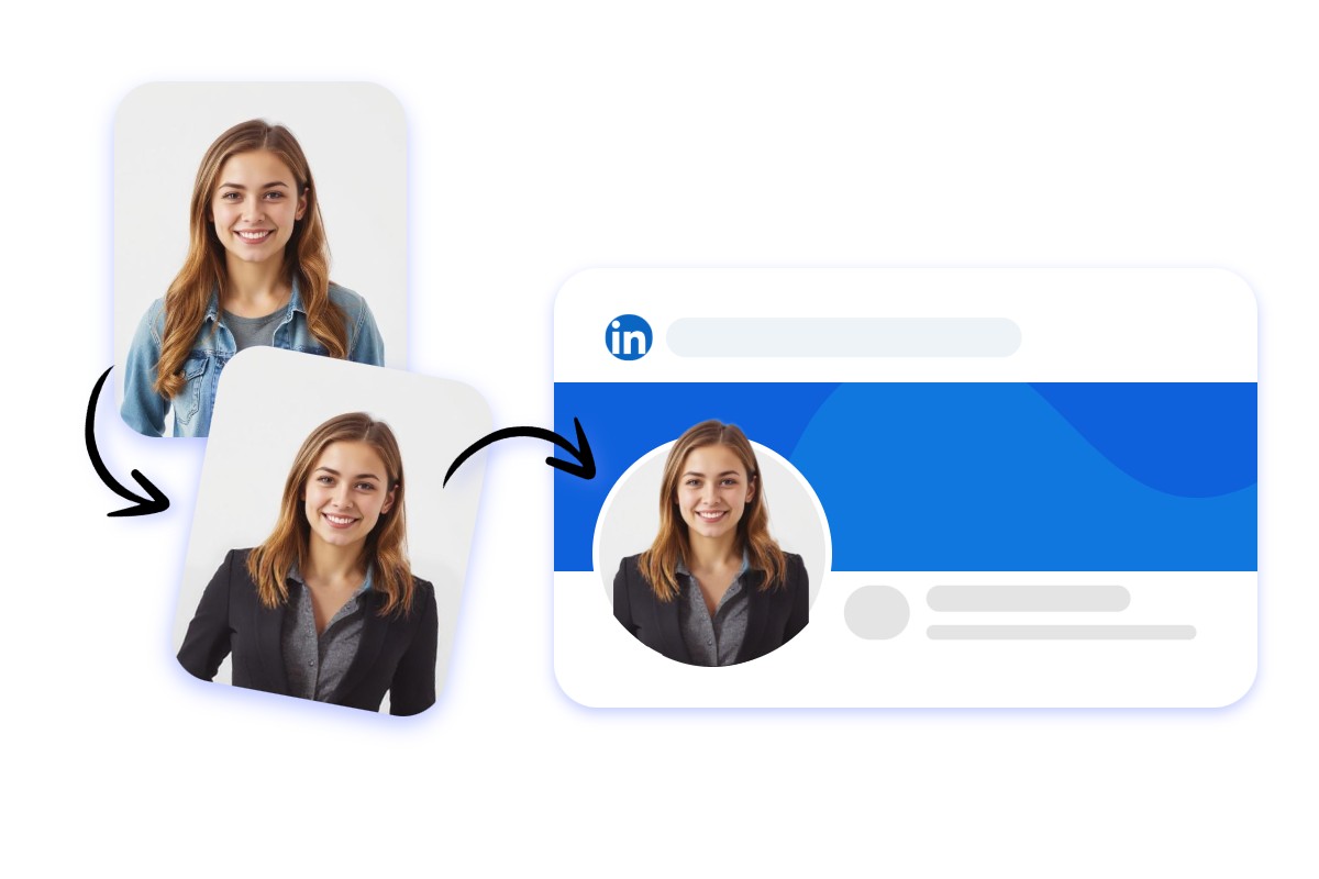 Add a suit to a female model and use it as a social media headshot