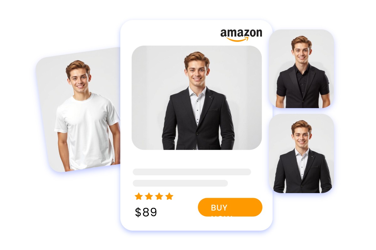 商品写真にスーツを追加して、プロフェッショナルな印象に