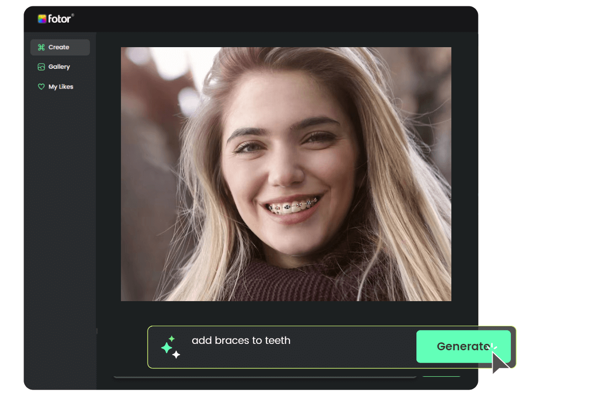 Ajouter un appareil dentaire à l’image de la jeune fille en saisissant la description de l’appareil factice