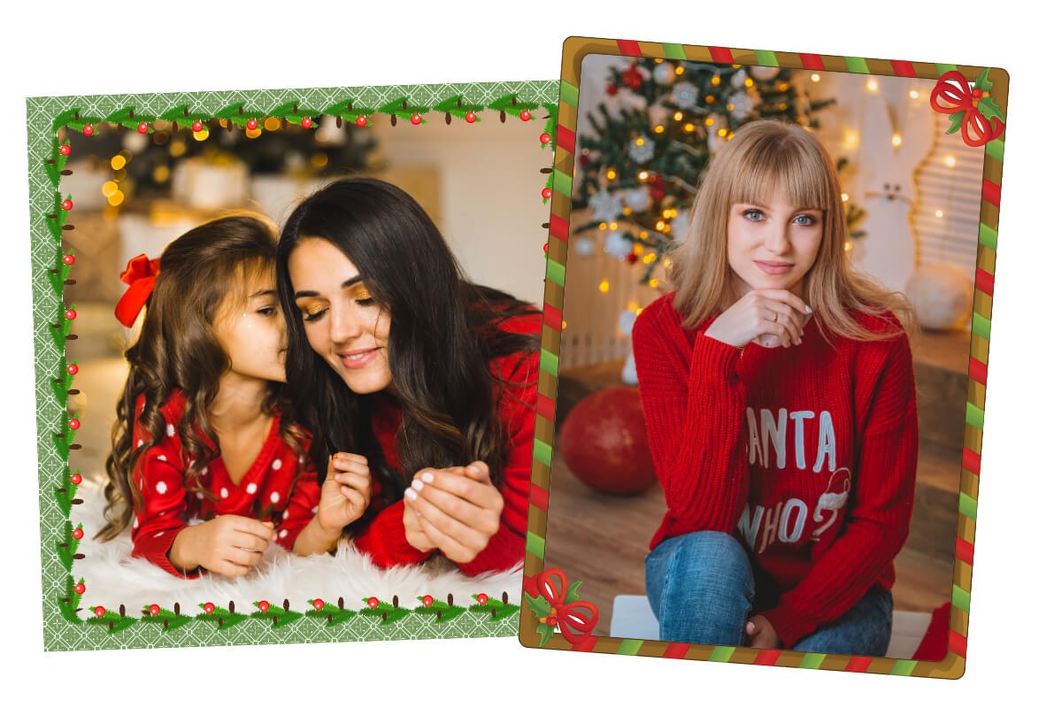Add cute christmas picture frames to photos with fotor