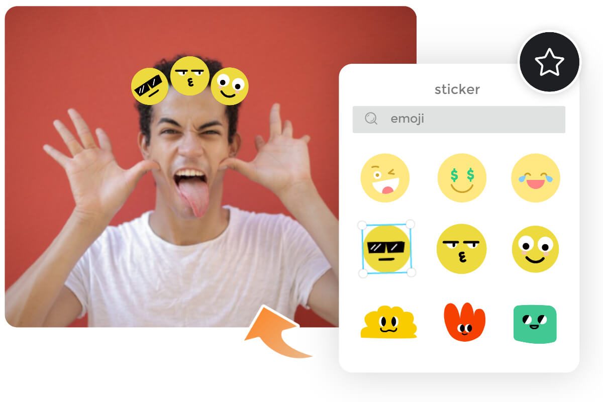 create and add a unique emoji to a man's photo