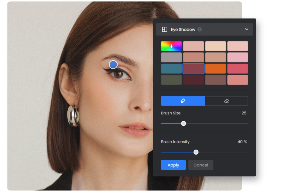 Ajouter du fard à paupières à un portrait grâce à l’outil de maquillage des yeux de Fotor