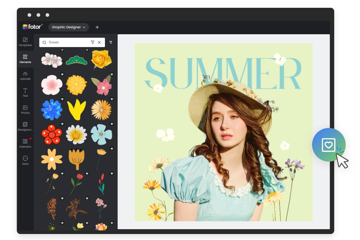 Add flower stikcers to a girls poster