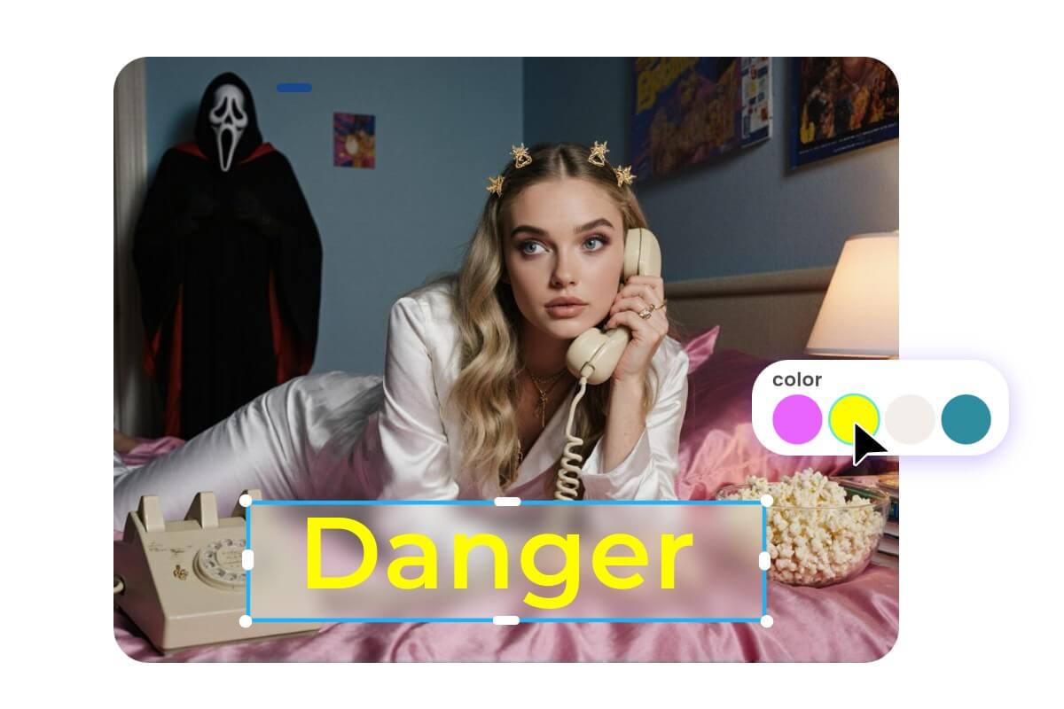 Ajouter plus d'éléments à une image IA de Ghostface derrière une femme en train de passer un appel téléphonique