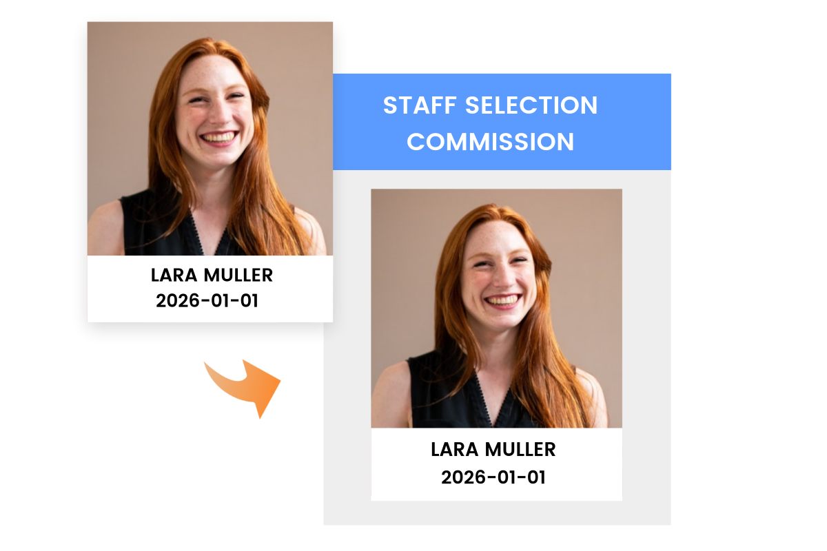 Add name and date on a photo of woman for SSC