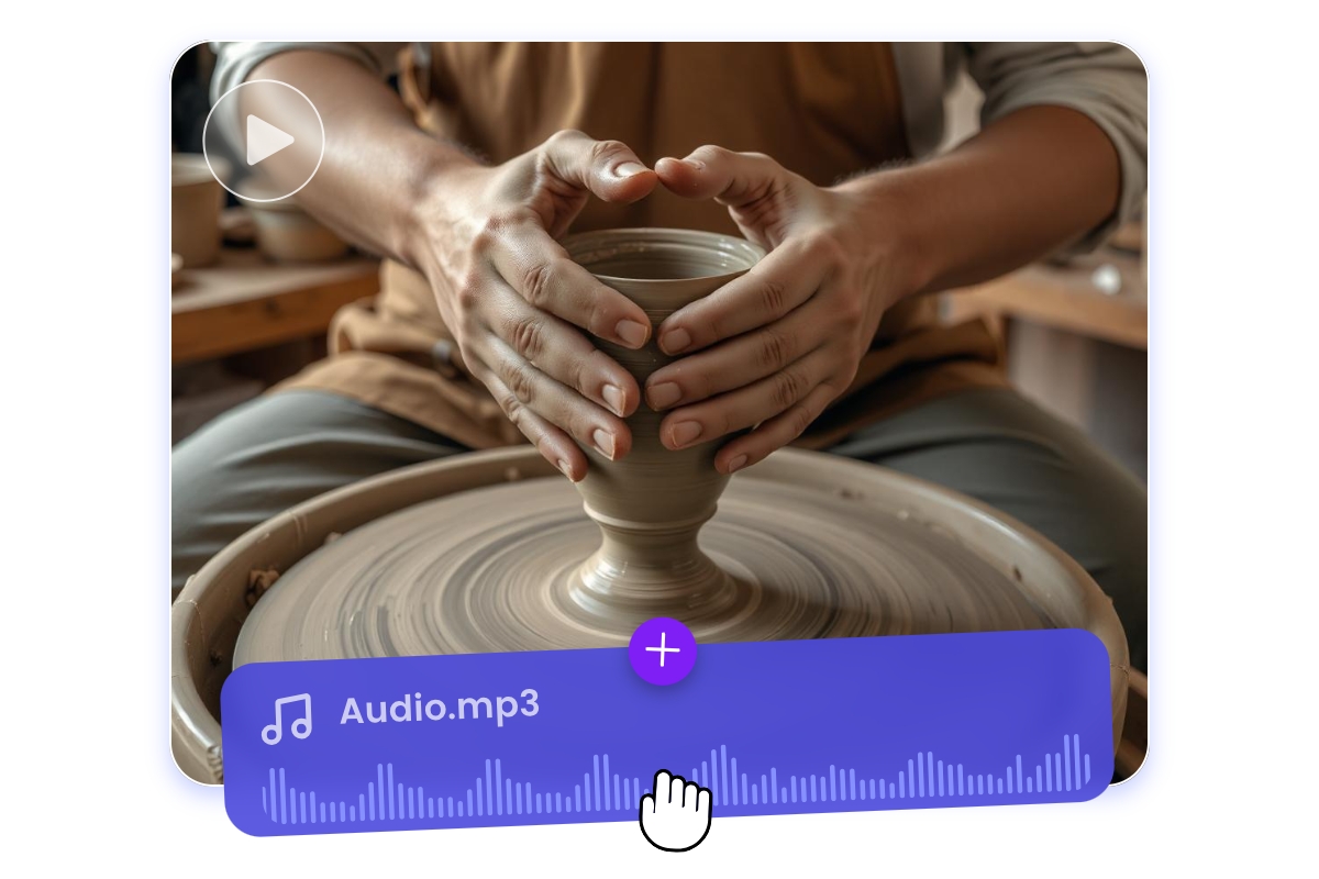 Add natural music to a video of procelain making video in clipfly