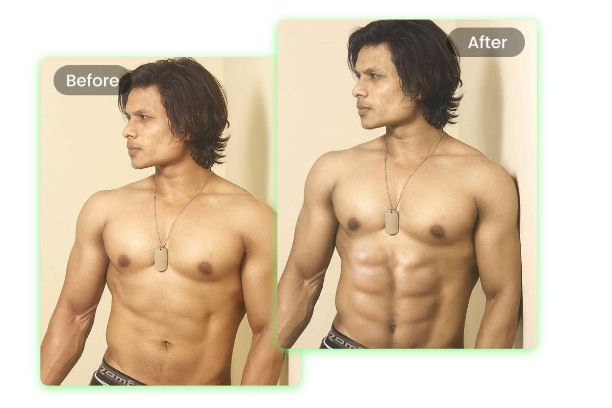 Auf Fotor ganz einfach einem Männerfoto ein realistisches Sixpack hinzufügen – mit nur wenigen Klicks