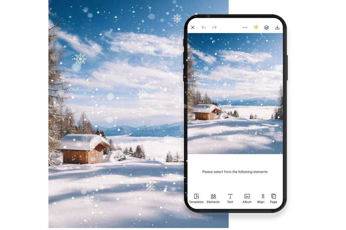 Add snow to winter photo on cellphone
