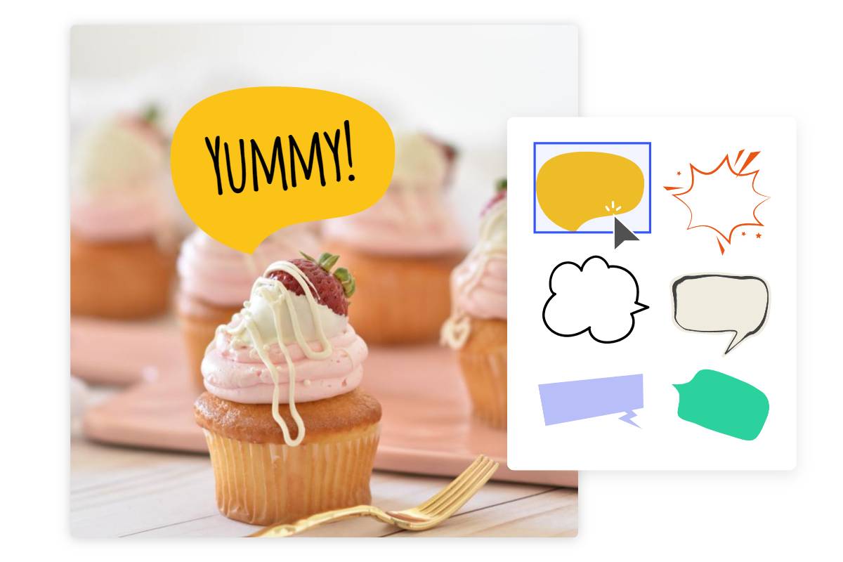 Add text and bubble to a cake image with fotor annotation tool