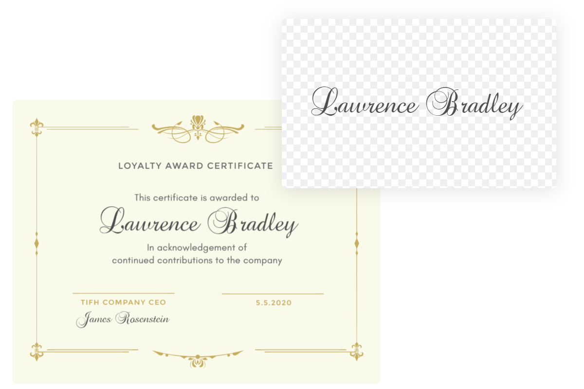 Add transparent background signage into certificate photo