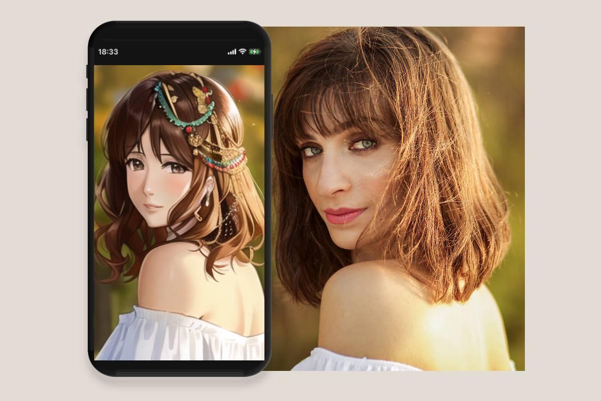 Fotos de anime en la aplicación de anime AI de Fotor
