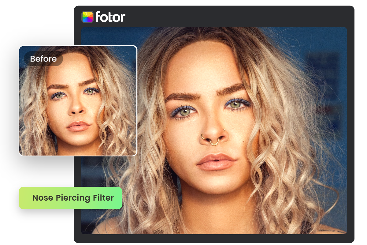 Ajouter un anneau au nez avec le filtre piercing nez de Fotor