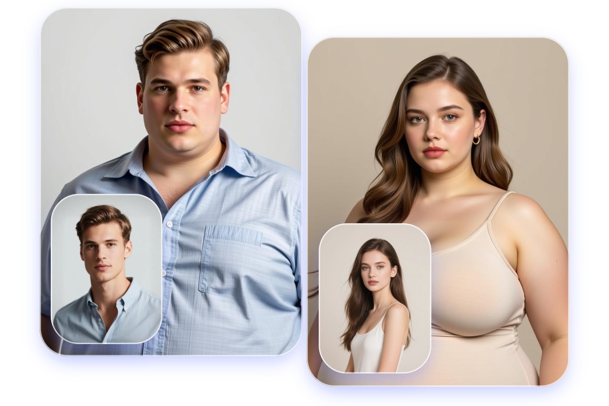 Apply the fat filter to a photo of a man and a woman