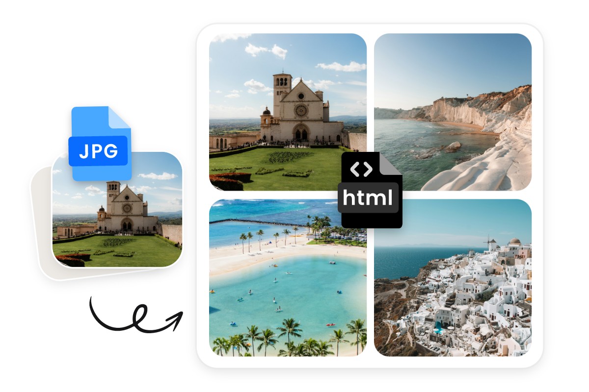 batch convert jpg landscape images to html