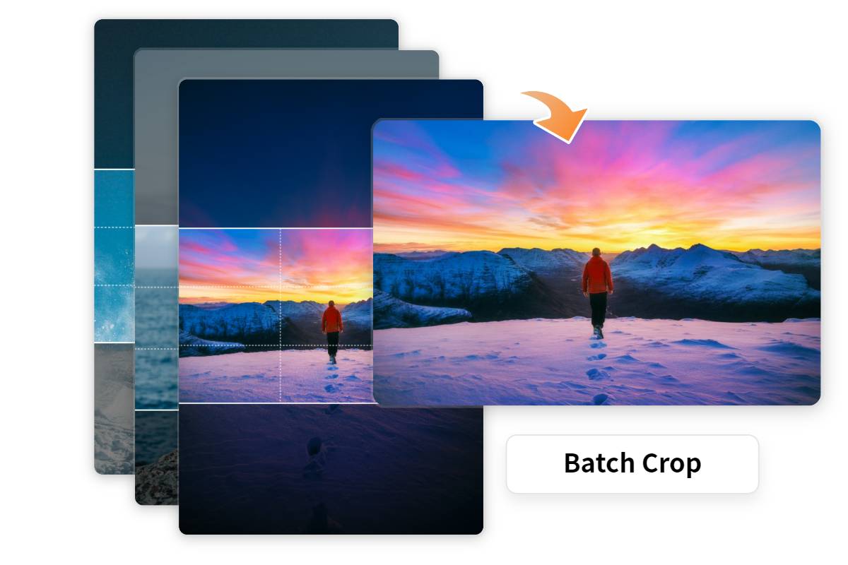 Batch crop 3 portrait format images to landscape format