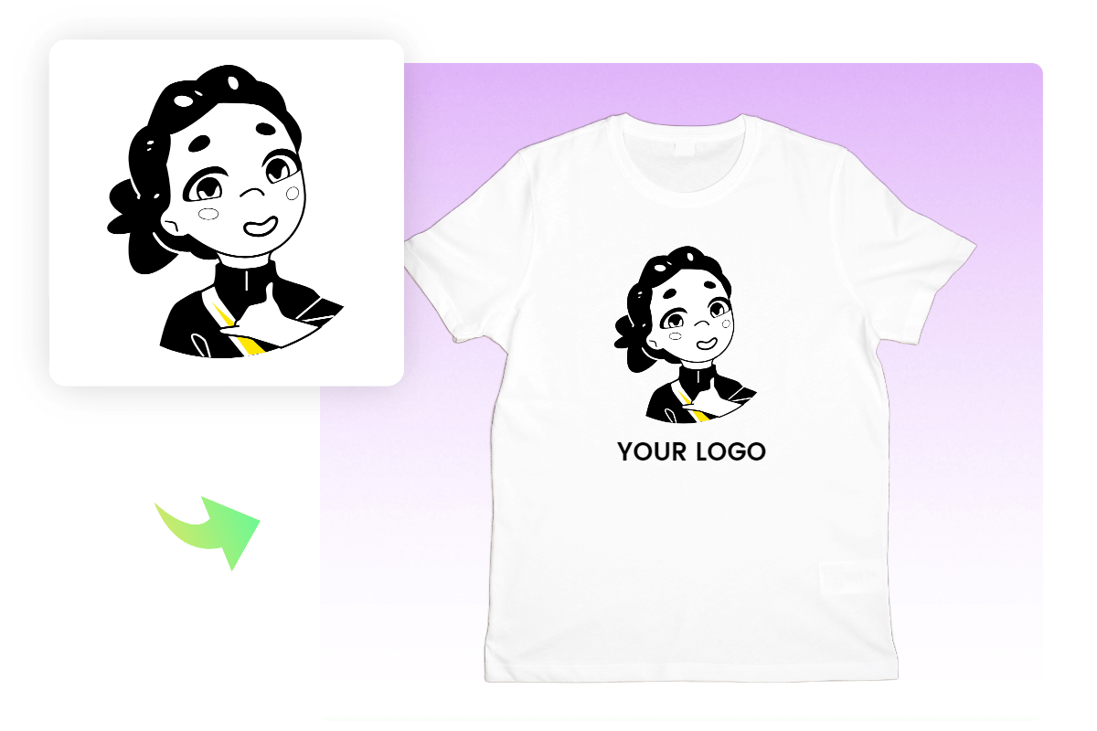 transformer une photo en avatar de marque utilisé comme un logo pour un t-shirt d'entreprise